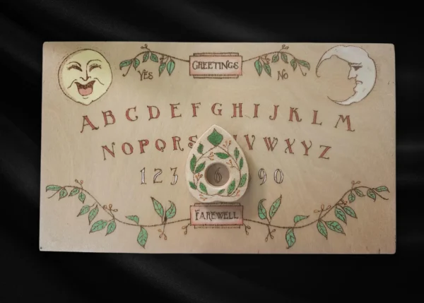 Hand-Made and Hand-Painted OOAK Wood Burned Ouija - Spirit Board - Talking Board with Planchette - 11.75in x 7 in - Image 2